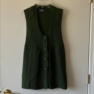 Angie Forest Green Knit Women's Cardigan Vest